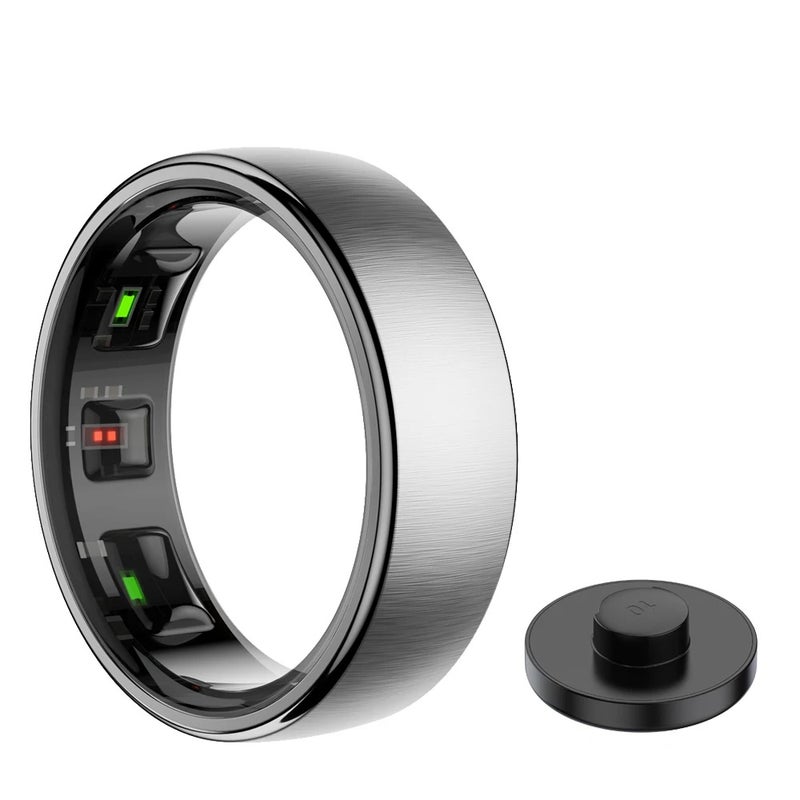 MISIRUN Smart Ring R10 Gesture Control Heart Rate Body Temperature Blood Oxygen Sleep Monitor 5ATM Waterproof Multi Sport Smart Ring, Silver 2372263 - Image 1