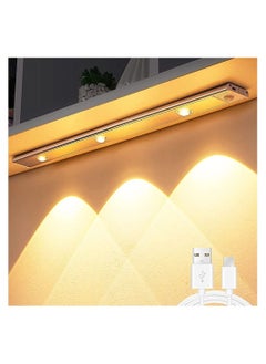 Y&D Under Cabinet Wireless Lights, LED Motion Sensor Light Indoor,Under Counter Closet Lights with 3 Modes,USB Rechargeable Cat's Eye Hill Corrugated for Wardrobe Kitchen (White)  - Image 1