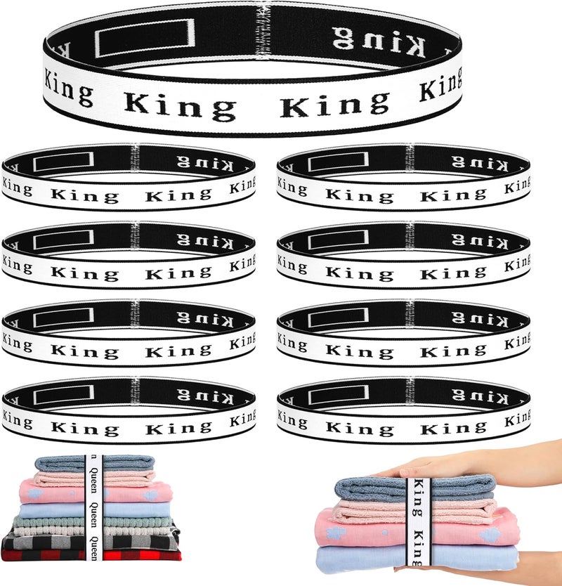 wuher 8Pcs Bed Sheet Organizer Bands Sheets Labels for Elastic Bedding Linen Closet Storage Foldable Sheet Set Organizer Sheet Keeper Band King - Image 1