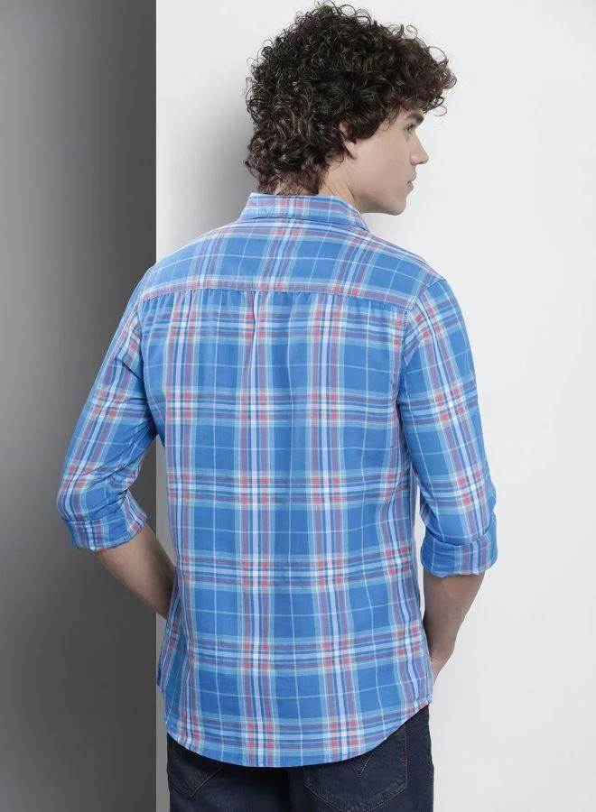 The Indian Garage Co Men Regular Fit Checkered Full Sleeves Cutaway Collar Casual Shirt