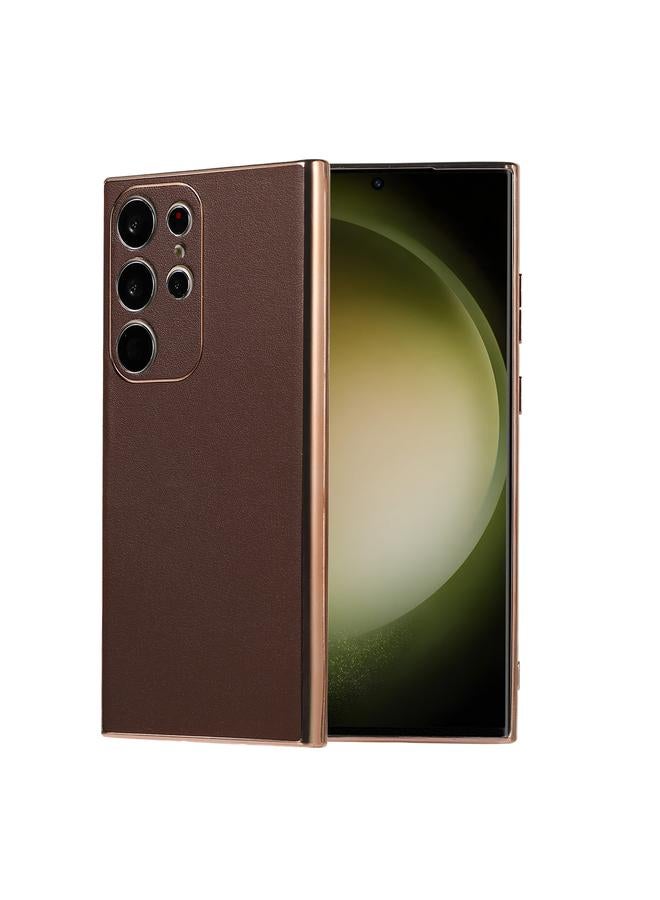 اس-توب جراب لهاتف Samsung Galaxy S23 Ultra 5G من الجلد الطبيعي من سلسلة Xiaoya مع طلاء نانو - Image 1