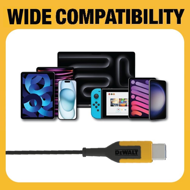 DEWALT Heavy Duty Jobsite USB C Headphones for iPad/iPhone 17/16/15 Pro Max, Corded Type C Earphones USBC Ear Buds Wired w/Microphone Volume Control Module, Compatible w/MacBook Samsung S23 Ultra - Image 5