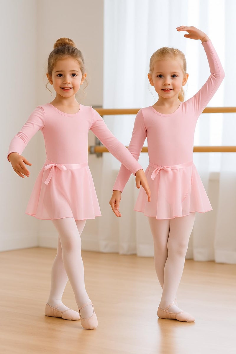 DANSHOW Girls Team Basic Long Sleeve Leotard with Skirt Kid Dance Ballet Tutu Dress(KD3028-M-08) - Image 5