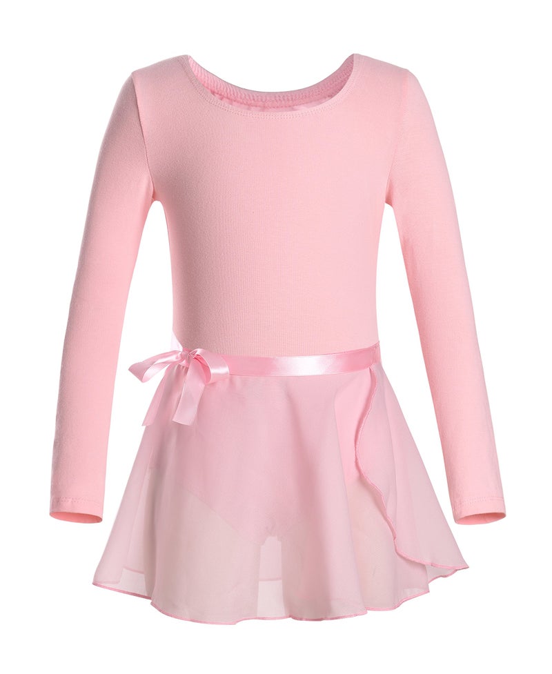 DANSHOW Girls Team Basic Long Sleeve Leotard with Skirt Kid Dance Ballet Tutu Dress(KD3028-M-08) - Image 1