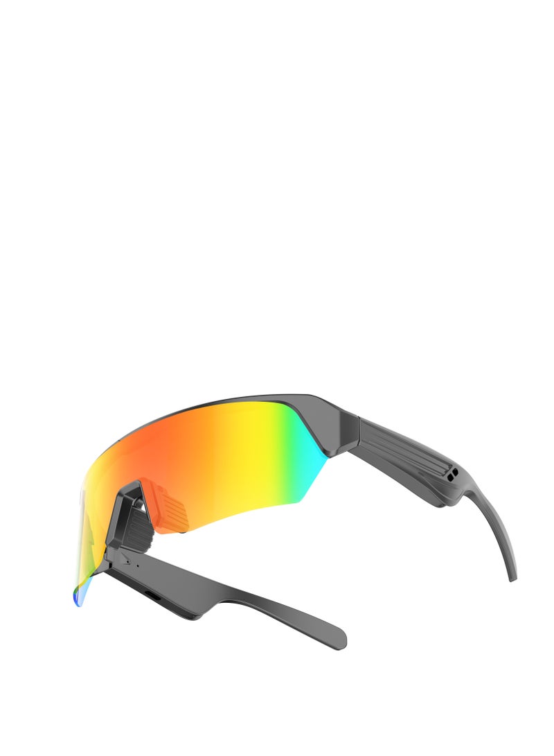 جولف لينك نظارات شمسية رياضية ذكية كبيرة الحجم YJ006 مزودة بتقنية البلوتوث ومزودة بإطار ذهبي ملون ومضادة للأشعة فوق البنفسجية 400 مناسبة لركوب الدراجات للجنسين - Image 1