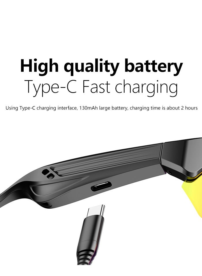 جولف لينك نظارات شمسية رياضية ذكية كبيرة الحجم YJ006 مزودة بتقنية البلوتوث ومزودة بإطار ذهبي ملون ومضادة للأشعة فوق البنفسجية 400 مناسبة لركوب الدراجات للجنسين - Image 4