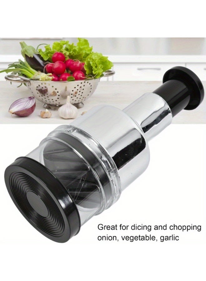 Yalla Pick Stainless Steel Manual Food Chopper, Slap Chopper, Manual Vegetable Chopper, Easy Clean Multipurpose Kitchen Tool for Garlic, Nuts, Tomato, Pepper, Celery, Onion etc - Image 3