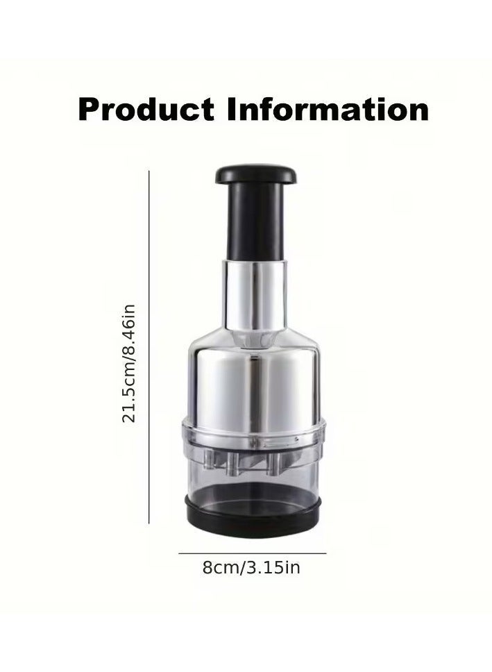 Yalla Pick Stainless Steel Manual Food Chopper, Slap Chopper, Manual Vegetable Chopper, Easy Clean Multipurpose Kitchen Tool for Garlic, Nuts, Tomato, Pepper, Celery, Onion etc - Image 2