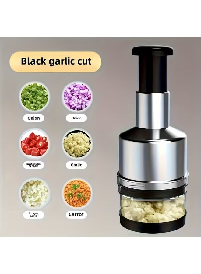 Yalla Pick Stainless Steel Manual Food Chopper, Slap Chopper, Manual Vegetable Chopper, Easy Clean Multipurpose Kitchen Tool for Garlic, Nuts, Tomato, Pepper, Celery, Onion etc - Image 5