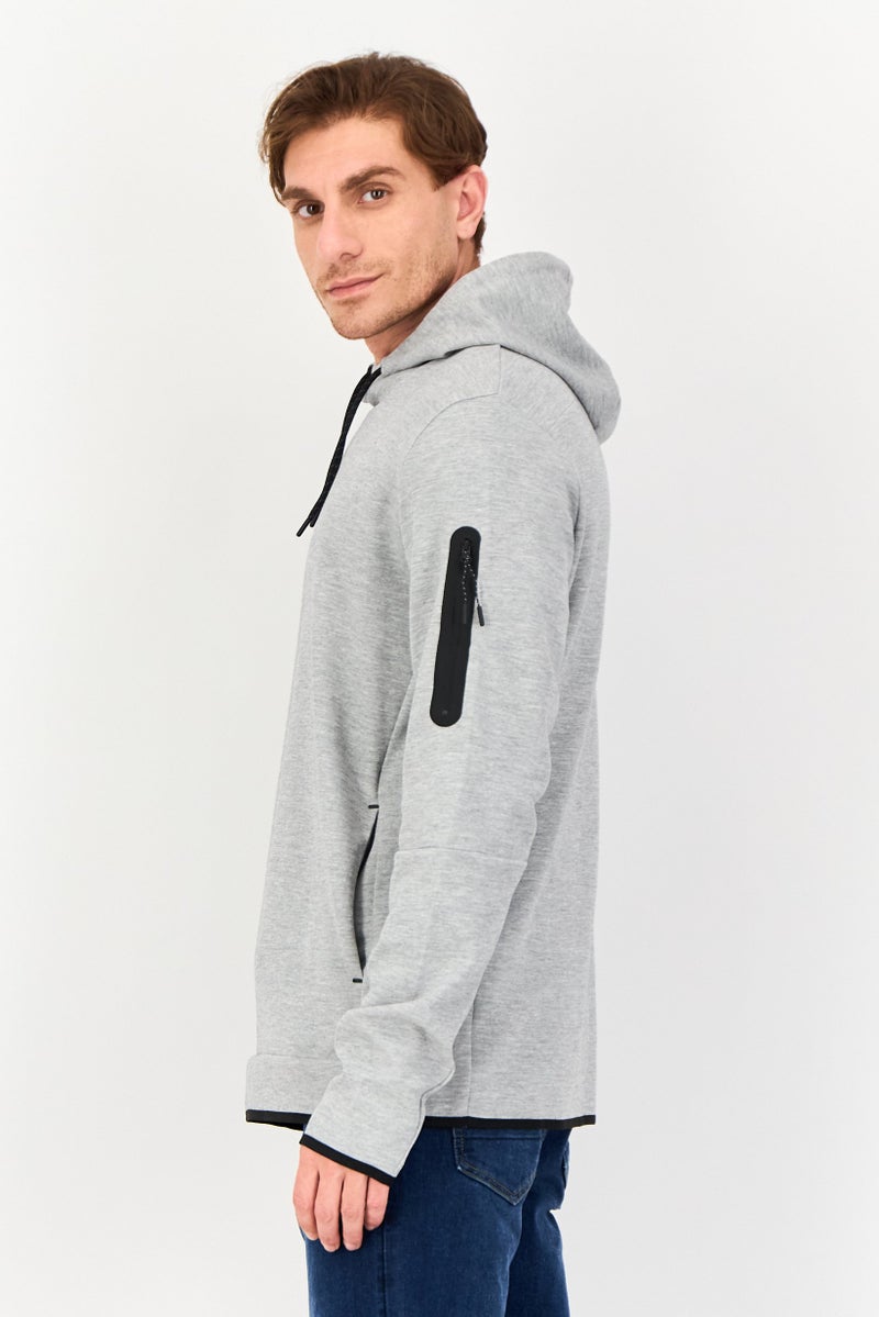 Celio Men Heather Long Sleeve Hoodie, Grey - Image 4