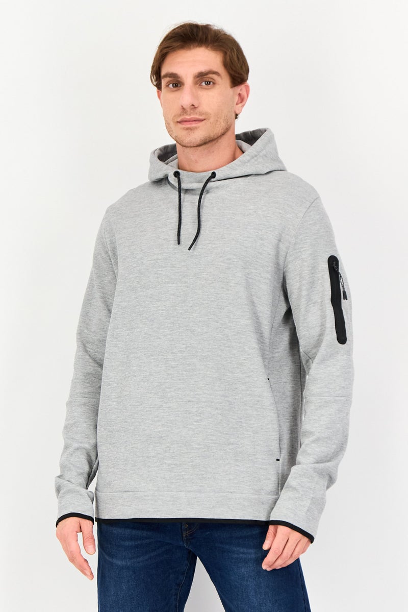 Celio Men Heather Long Sleeve Hoodie, Grey - Image 1
