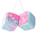 Lutoku Heart Embroidered Colorful Fuzzy Plush Dice 3Inch Decorative Car Mirror Hanging Ornaments Soft Foam Easy Install Great Gift Idea Rainbow - Image 2