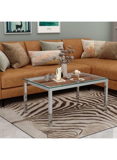RIGID Stainless Steel Coffee Table with Glass Top  44.5x90x60cm  - Image 1