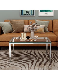 RIGID Stainless Steel Coffee Table with Glass Top  44.5x90x60cm  - Image 4