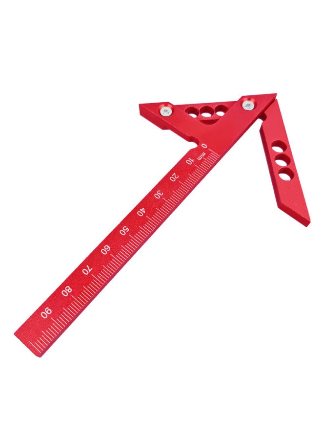 Aluminum Alloy Angle Ruler Center Ruler 45 Degree Triangle Arrow Right Angle Positioning Ruler 90 Degree Angle Ruler Woodworking Marking Ruler-Model:A1196 Red Metric [bag] 31.4g - Image 2