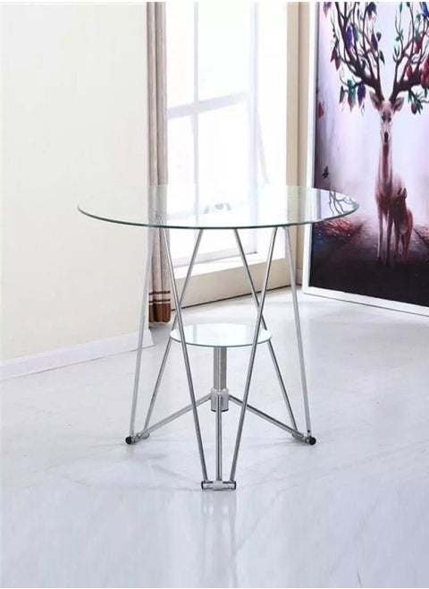 Modern Simple Toughened Glass Small Round Table Fashion Negotiation Coffee Reception Table Small Household Dining Table 80 x 73 Centimeter