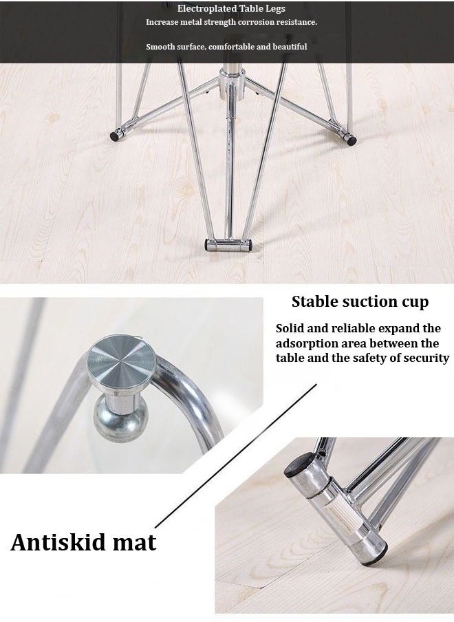 fashionhome - Modern Simple Toughened Glass Small Round Table Fashion Negotiation Coffee Reception Table Small Household Dining Table 80 x 73 Centimeter - Image 1