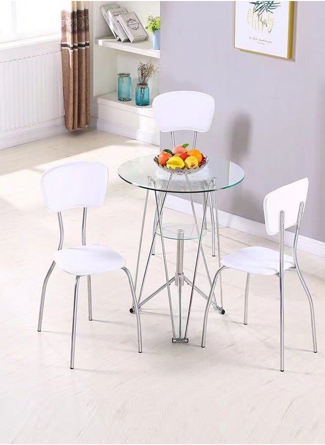 fashionhome - Modern Simple Toughened Glass Small Round Table Fashion Negotiation Coffee Reception Table Small Household Dining Table 80 x 73 Centimeter - Image 1