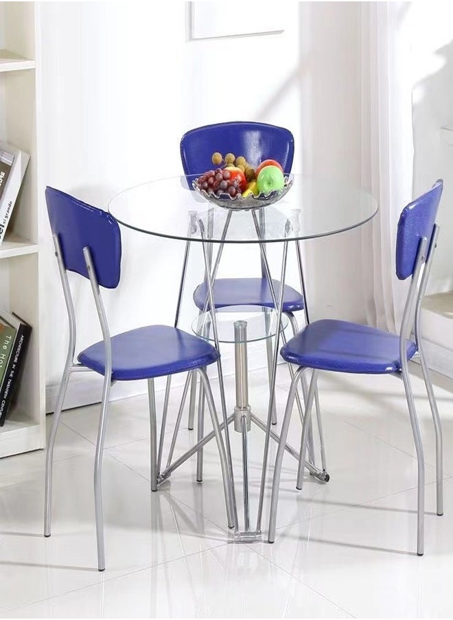 fashionhome - Modern Simple Toughened Glass Small Round Table Fashion Negotiation Coffee Reception Table Small Household Dining Table 80 x 73 Centimeter - Image 1