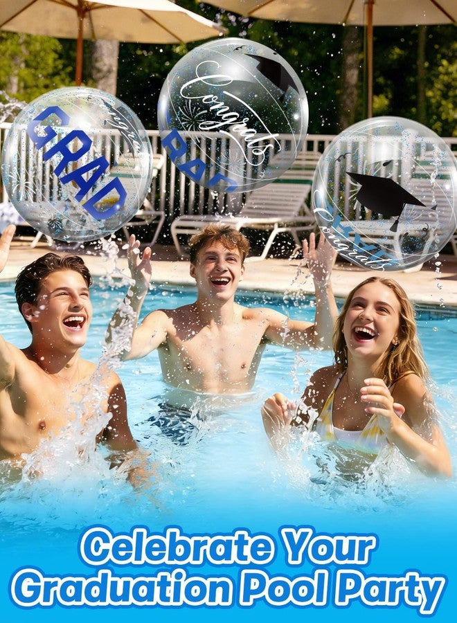Apipi 6 Pcs 16 Inch Large Graduation Beach Balls - Congrats Grad Inflatable Beach Balls with Blue Confetti, Pool Floats for 2026 Graduation Party Decorations and Favors - Image 4