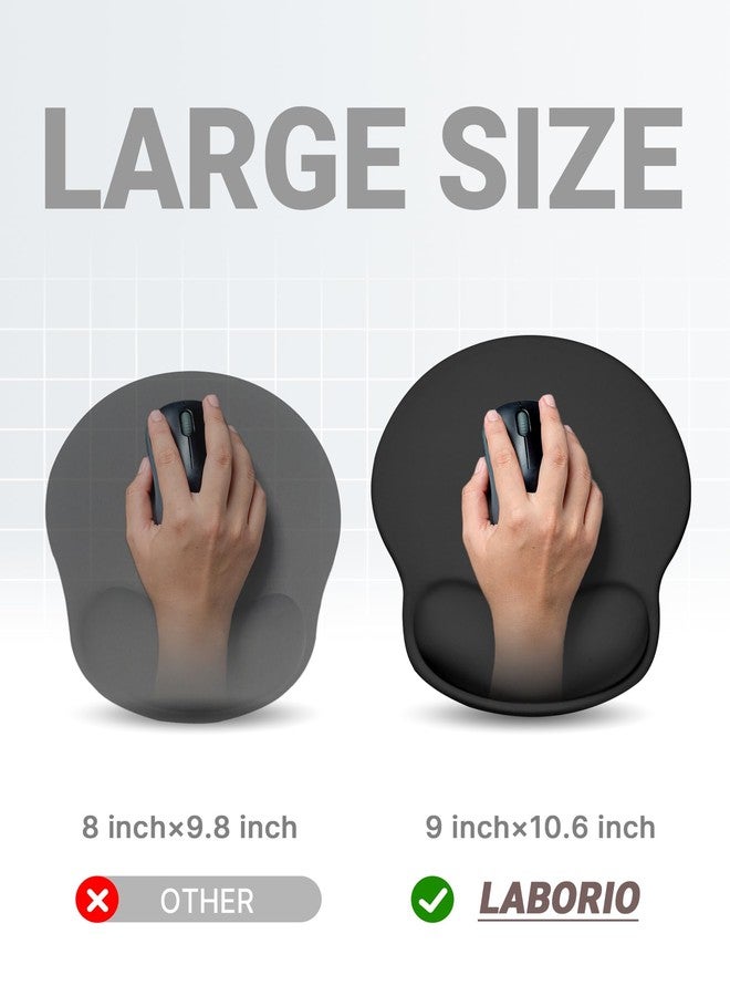 Laborio Ergonomic Mouse Pad with Wrist Rest, Large Mousepad(10.6'' x 9''), Wrist Support Mouse Mat with Non-Slip Base, Pain Relief for Laptop & Computer (Black) - Image 4