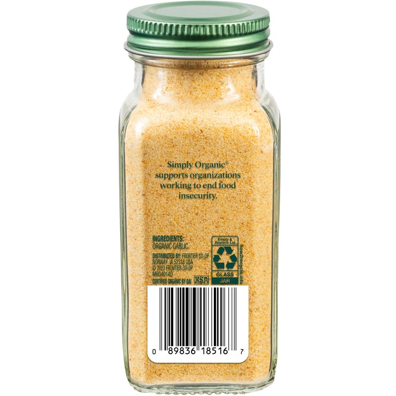 Simply Organic Garlic Powder, 3.64-Ounce Jar, Pure A-Grade Organic Garlic, Dried & Ground, Kosher, No ETO, Non GMO - Image 2