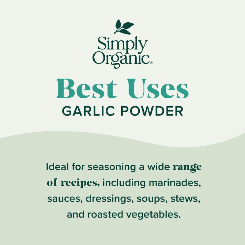 Simply Organic Garlic Powder, 3.64-Ounce Jar, Pure A-Grade Organic Garlic, Dried & Ground, Kosher, No ETO, Non GMO - Image 3