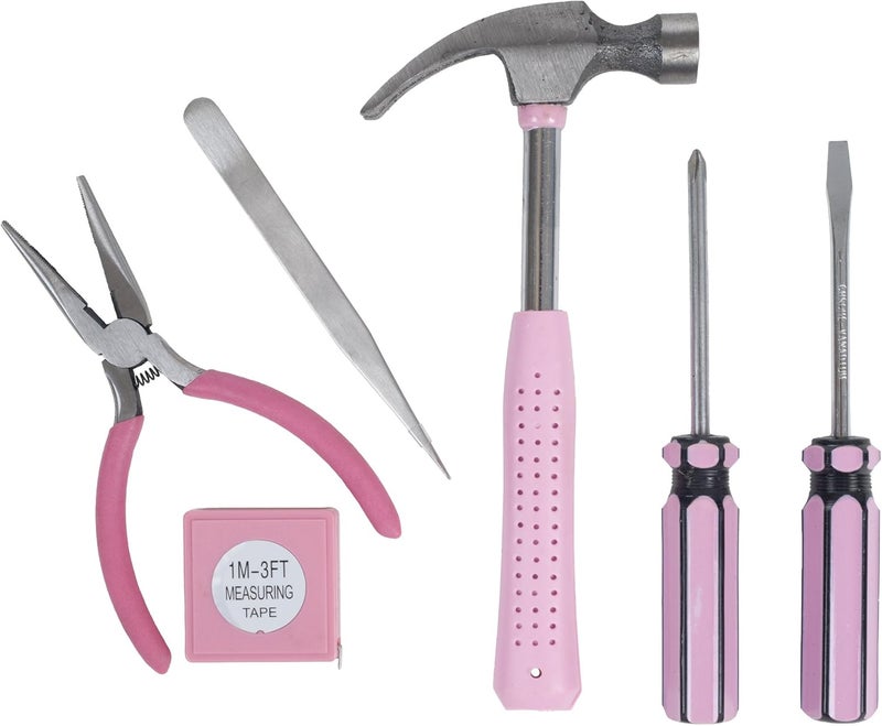 Stalwart Household Tool Box - 7-Piece Handheld Tool Kit With Hammer, Phillips Screwdrivers, Long-Nose Pliers, Tweezers, and Tape Measure by Stalwart - Image 2