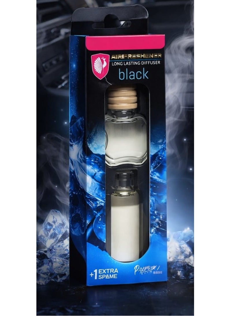 Black Car Air Freshener Long Lasting Diffuser with Extra Refill - Image 1