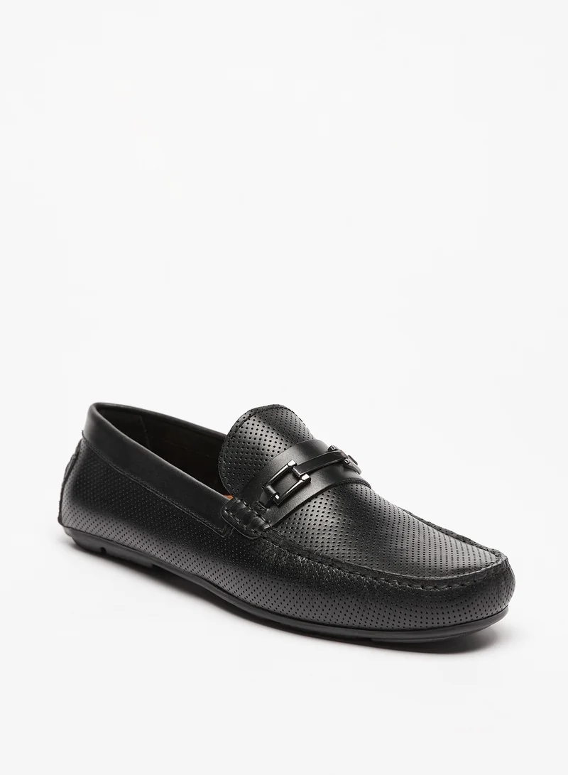 LBL by Shoexpress Mens Perforated Slip-On Loafers with Metallic Accent