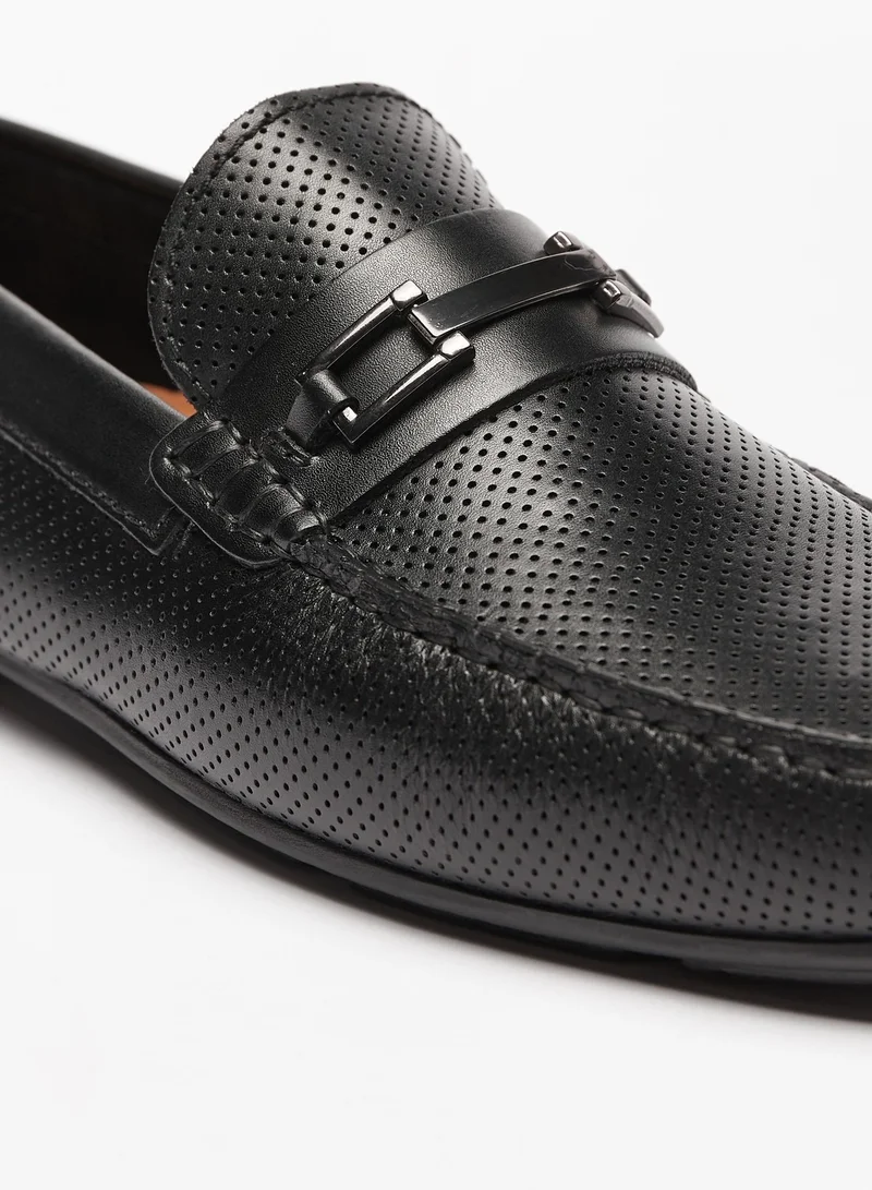 LBL by Shoexpress Mens Perforated Slip-On Loafers with Metallic Accent