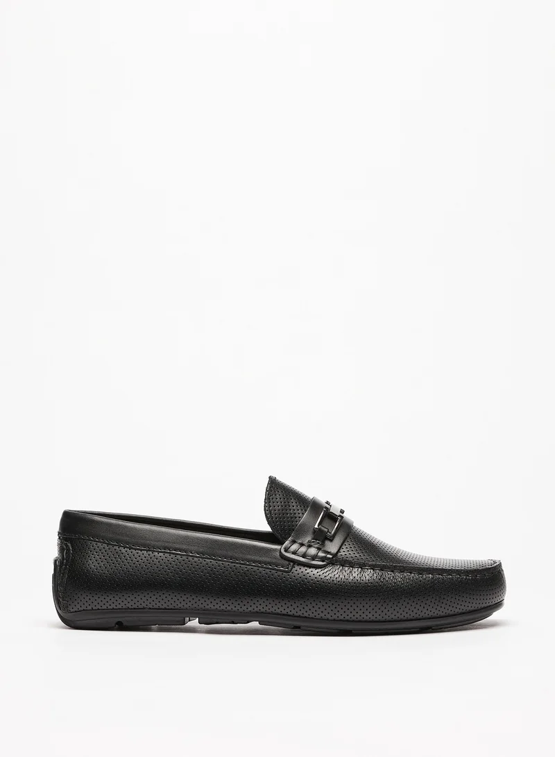 LBL by Shoexpress Mens Perforated Slip-On Loafers with Metallic Accent