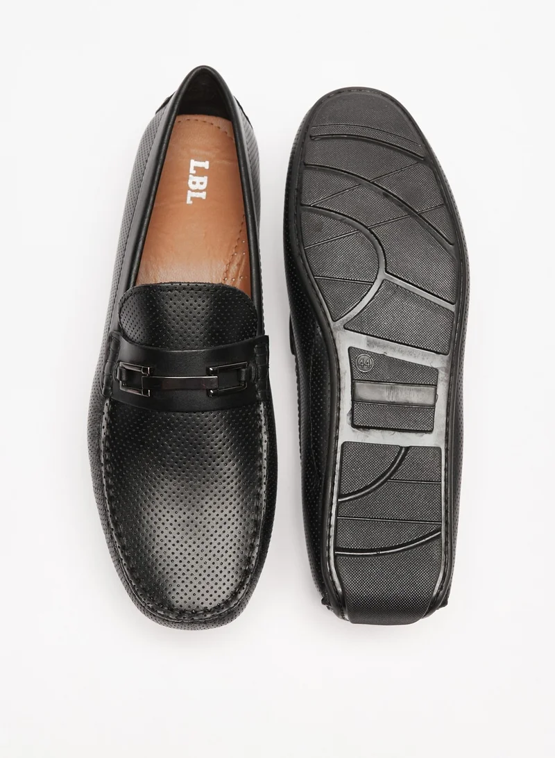 LBL by Shoexpress Mens Perforated Slip-On Loafers with Metallic Accent