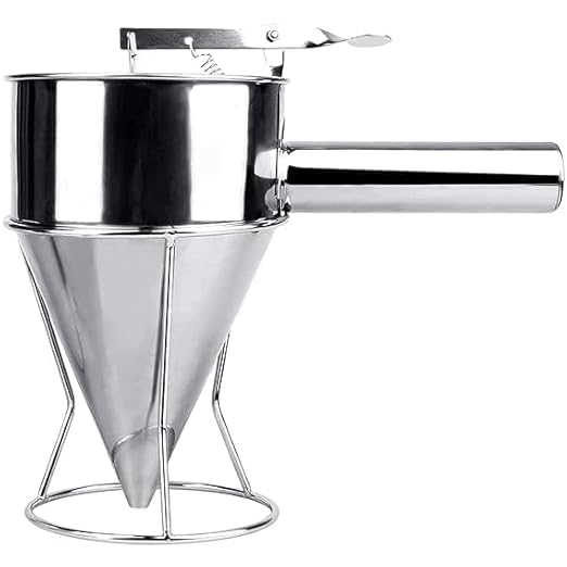 Dhwithya Dhwithya Stainless Steel Baking Piston Funnel with SpringLoaded HandleRackWaffle Batter Dispenser Pancake Maker Cooking Tools for Muffin Cupcake and Dessert Decorative Funnel  - Image 2
