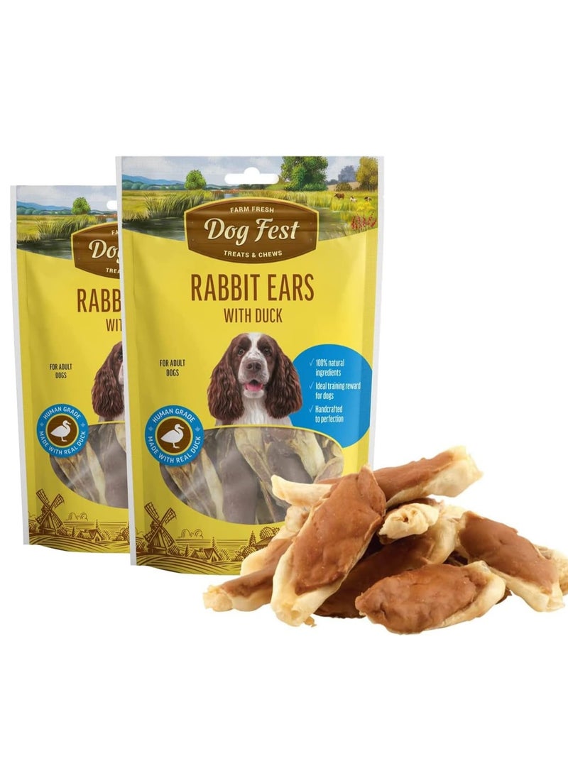 Dog Fest - Dog Fest Rabbit Ears With Duck for Adult Dogs,Dog Treats - 90g - Image 1