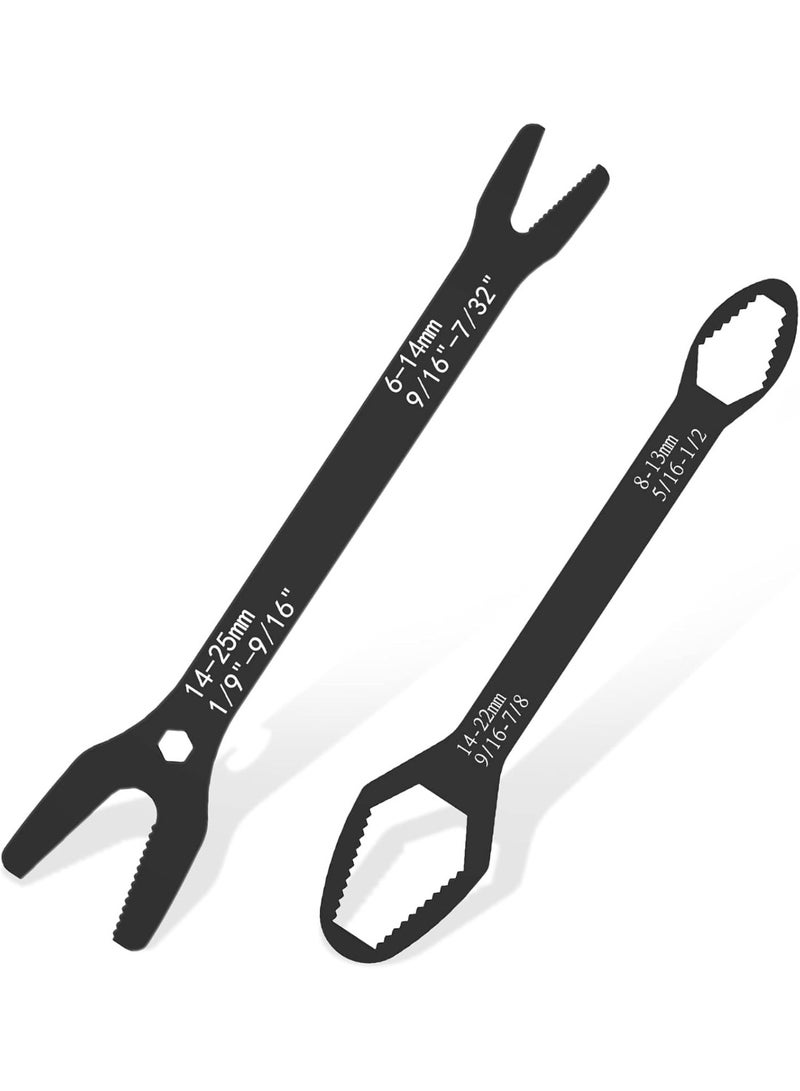 2Pcs Universal Wrench Set, Double-Ended Spanner,Portable Repair Hand Tool for Car Bicycle Motorcycle Home Repair (6-25mm) - Image 1