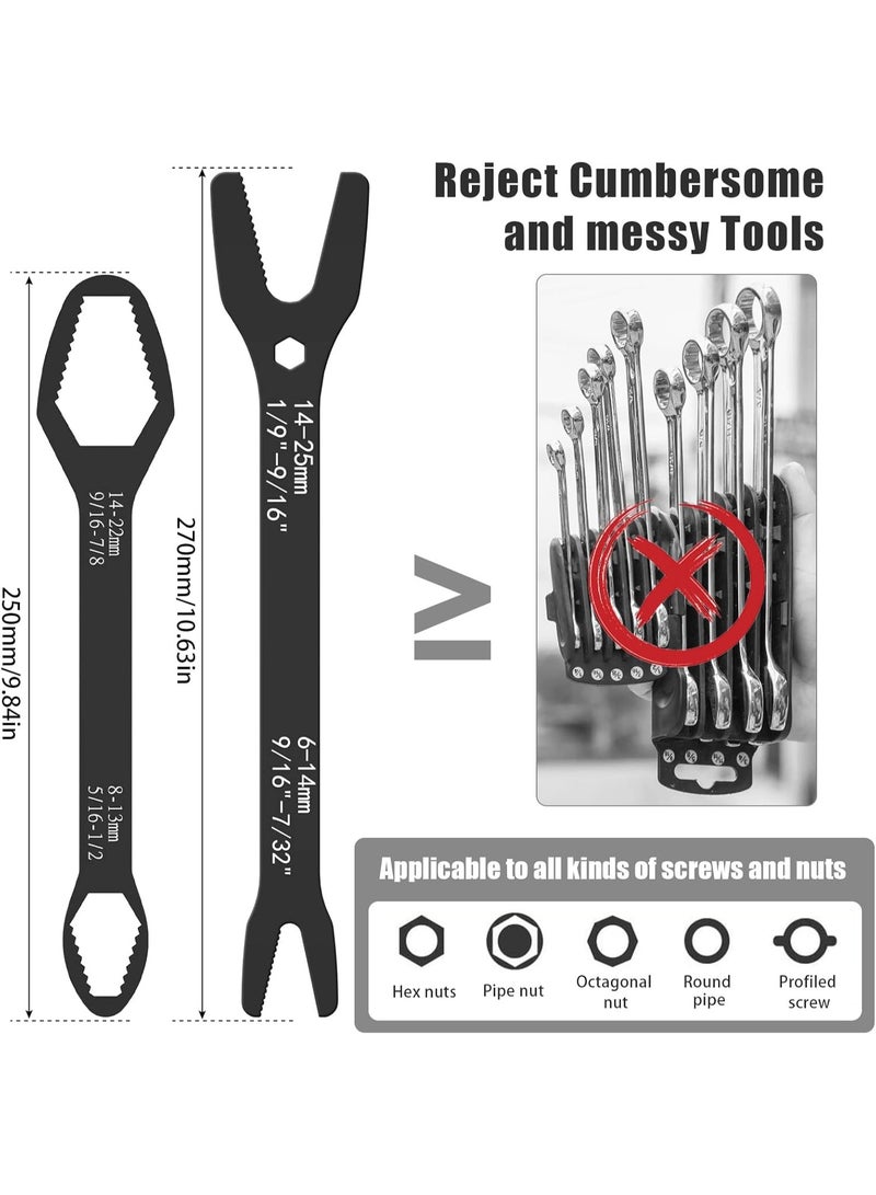 2Pcs Universal Wrench Set, Double-Ended Spanner,Portable Repair Hand Tool for Car Bicycle Motorcycle Home Repair (6-25mm) - Image 4