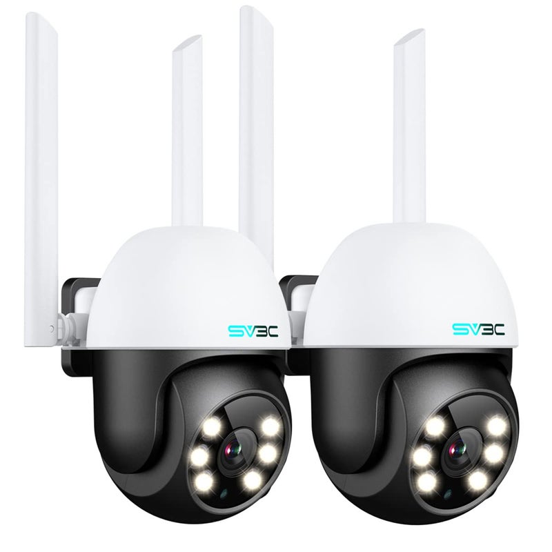 SV3C 2 Pack PTZ Security Camera Outdoor, 1080P Pan Tilt WiFi IP Camera, Auto Tracking 360 Camera, ONVIF, Color Night Vision, 2-Way Audio, Human Motion Detection, Waterproof, 24/7 Recording, Camhipro - Image 1