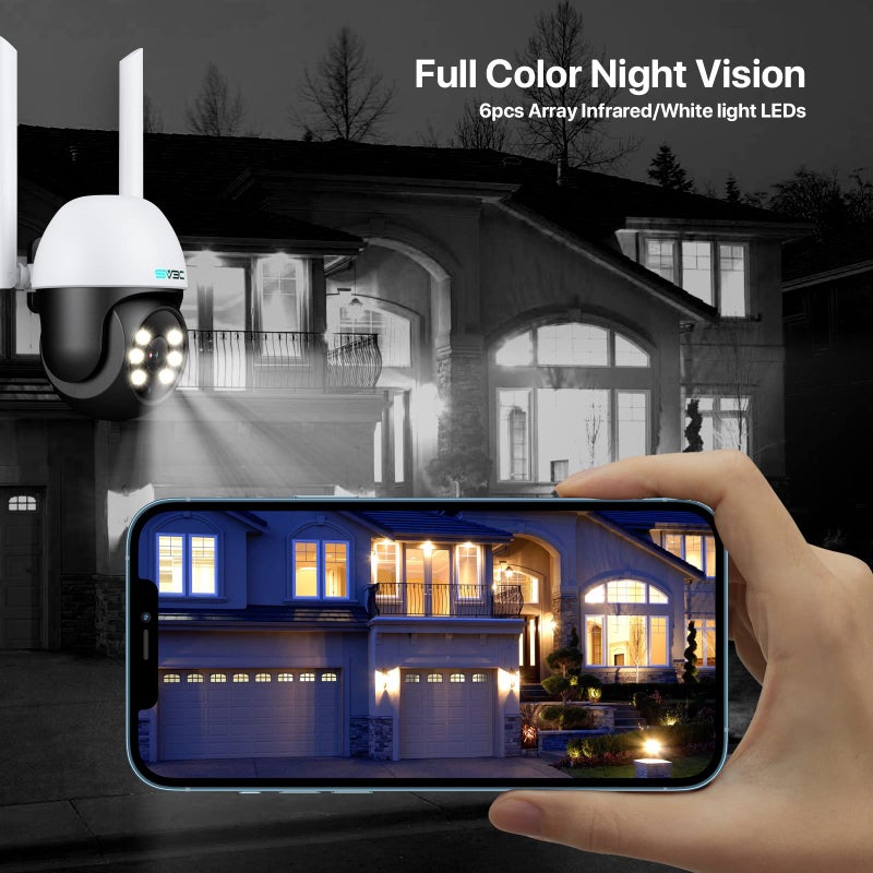 SV3C 2 Pack PTZ Security Camera Outdoor, 1080P Pan Tilt WiFi IP Camera, Auto Tracking 360 Camera, ONVIF, Color Night Vision, 2-Way Audio, Human Motion Detection, Waterproof, 24/7 Recording, Camhipro - Image 4