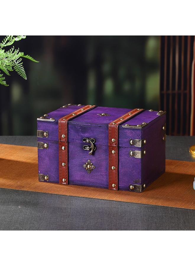 Bluejw Foreign Trade New Vintage Storage Box With Lock Wooden Antique Square Jewelry Box Multifunctional Sundries Finishing Storage Box - Image 4