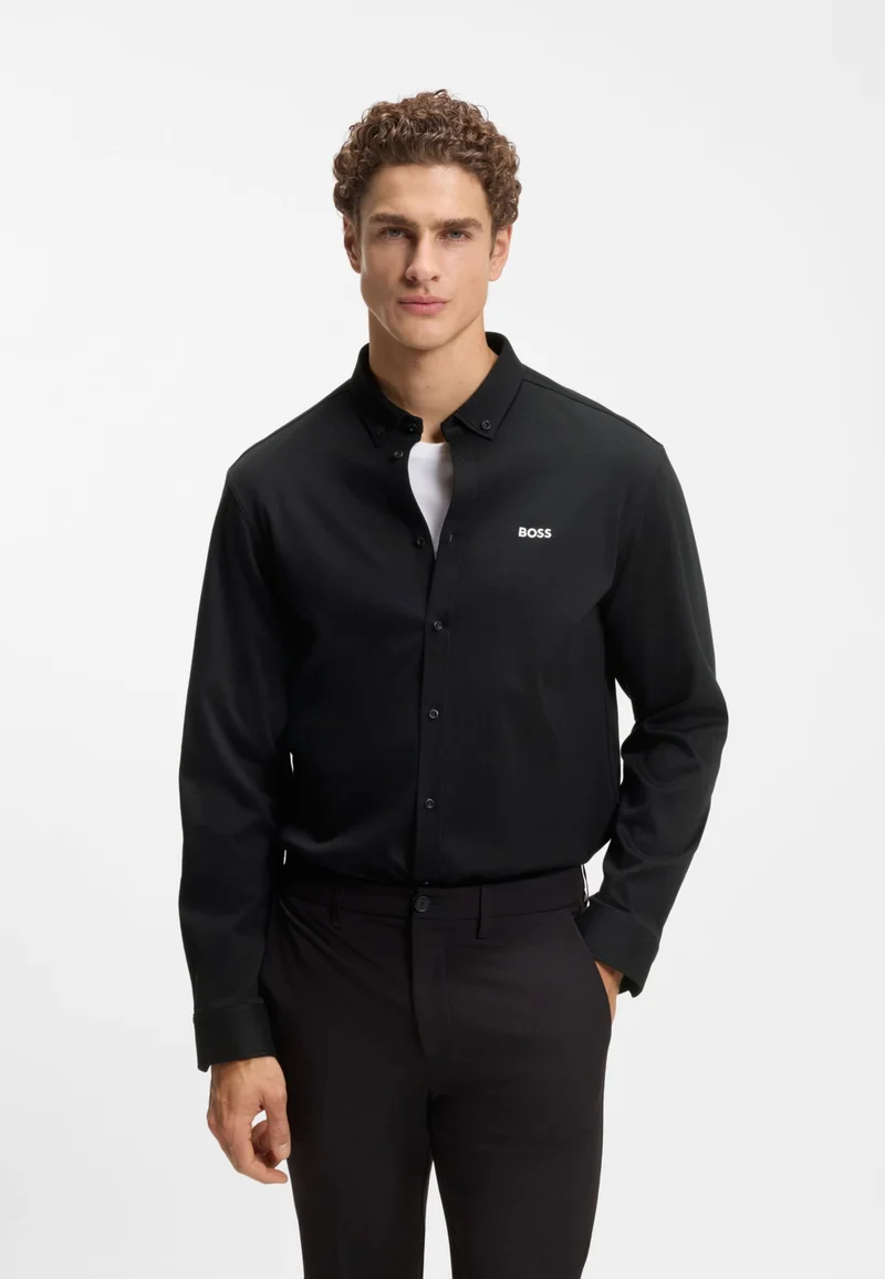 BOSS Regular-fit shirt in wrinkle-resistant cotton jersey