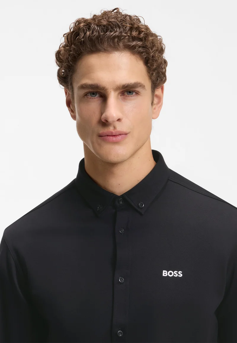BOSS Black Wrinkle-resistant shirt in cotton jersey with natural stretch for Men | Best Price UAE