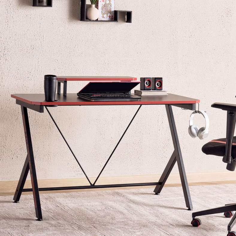 Pan Home Brittany Gaming Desk - Red and Black