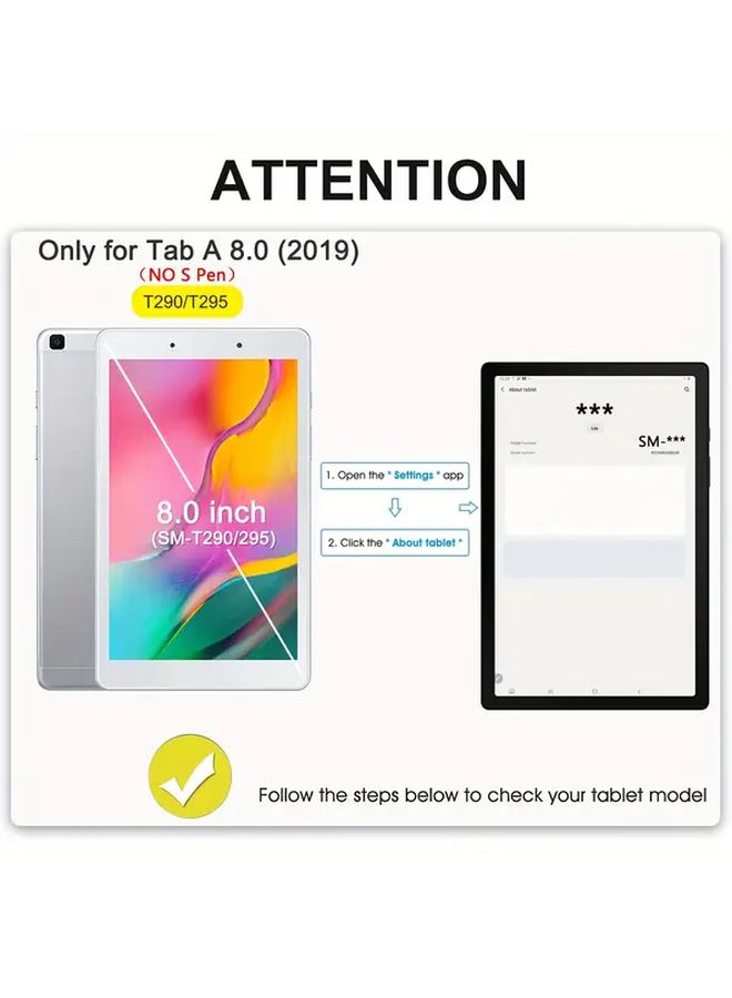 غطاء لي ثلاثي الطي بلون أحمر حريري لجهاز Galaxy Tab A 8.0 2019 SM T290 T295 مع ظهر غير لامع مقاوم للسقوط - Image 3
