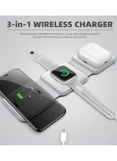 OULIYO 3 in 1 Wireless Charger,Magnetic Foldable Charging Station,Fast Wireless Charging Pad (WHITE)  - Image 2