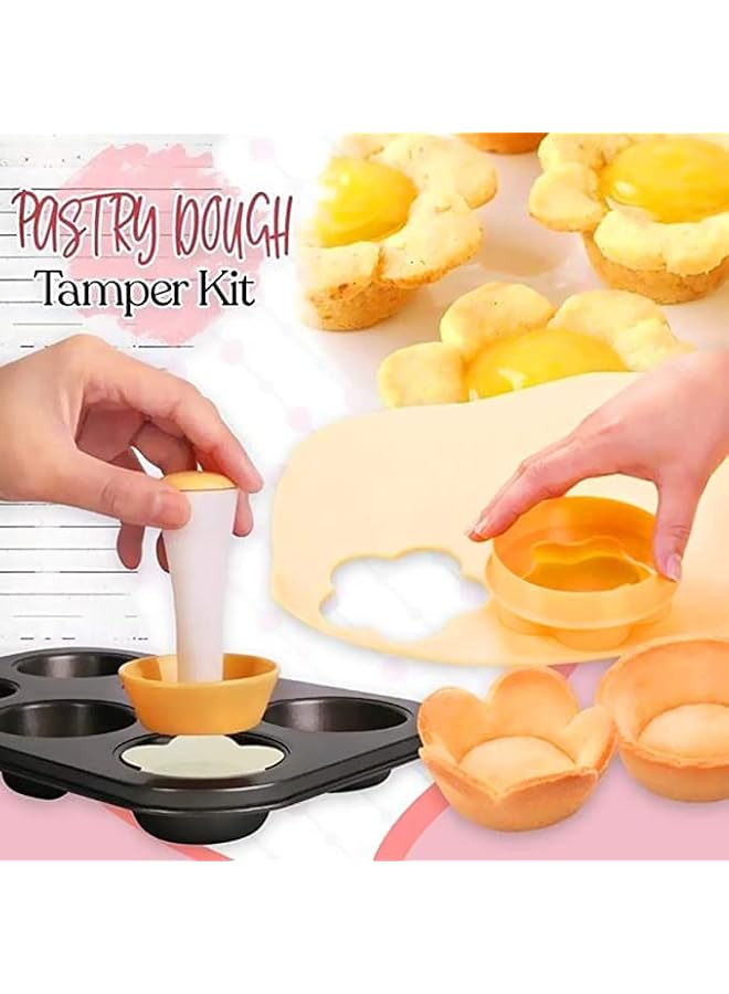 S-TOP Tart Shell Molds Kit With Plastic Pastry Tamper, Creative Cake Cup Presser, Cupcake Muffin Mold, Shell Cutter, Flower/Round Dough Cookie Mold (One Set) - Image 3