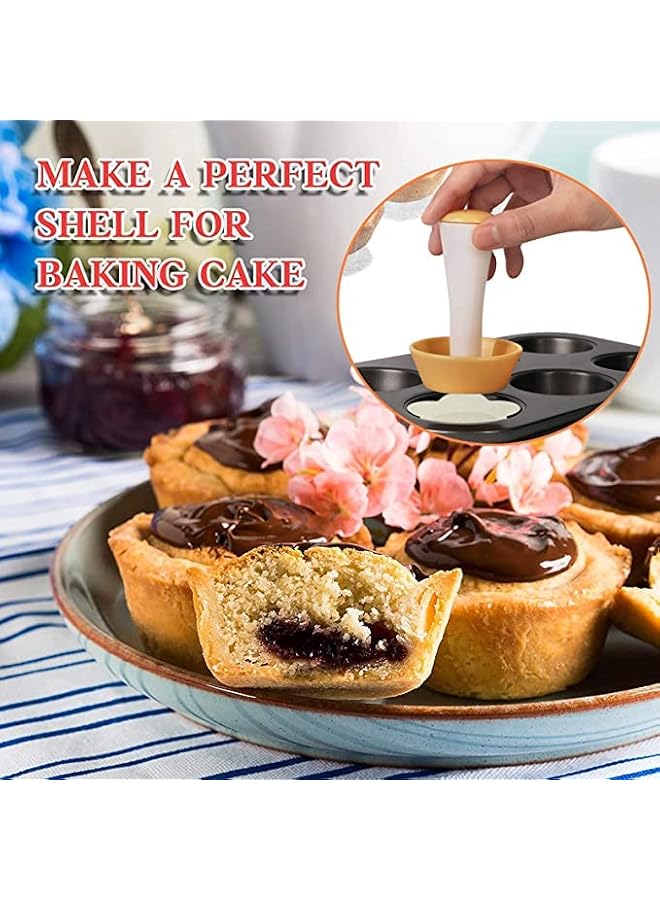 S-TOP Tart Shell Molds Kit With Plastic Pastry Tamper, Creative Cake Cup Presser, Cupcake Muffin Mold, Shell Cutter, Flower/Round Dough Cookie Mold (One Set) - Image 4