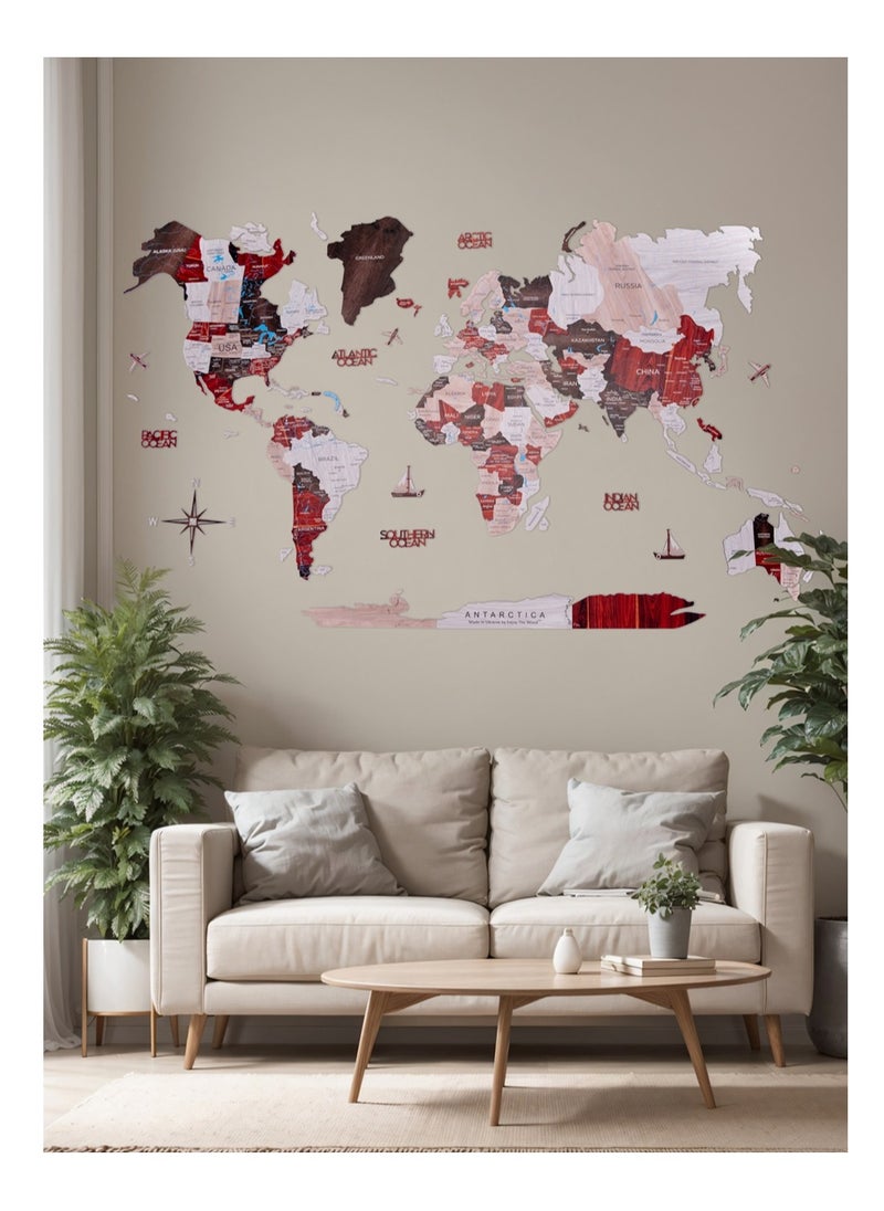 Enjoy The Wood - Wooden World Map - Urban Edition: Luxury Handcrafted Wall Art Map for Modern Home Decor and Stylish Interior Design - Image 1