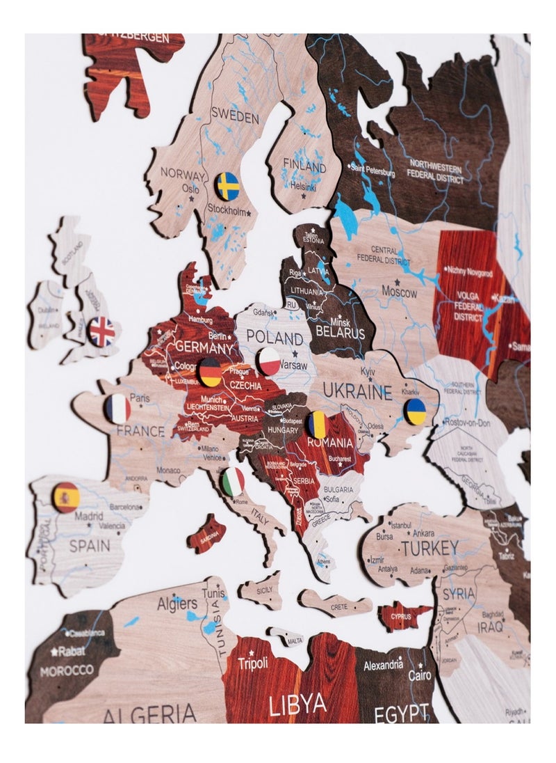 Enjoy The Wood - Wooden World Map - Urban Edition: Luxury Handcrafted Wall Art Map for Modern Home Decor and Stylish Interior Design - Image 1