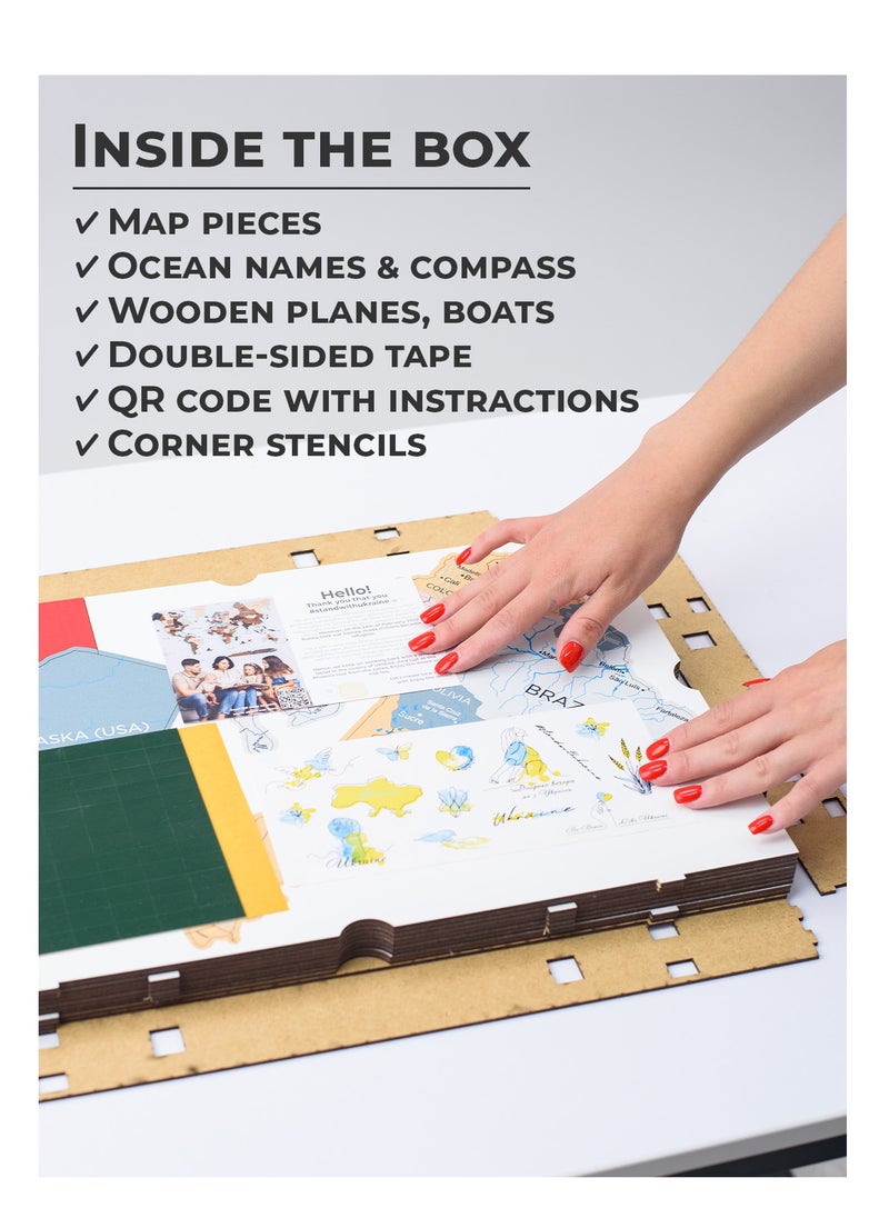 Enjoy The Wood - Wooden World Map - Urban Edition: Luxury Handcrafted Wall Art Map for Modern Home Decor and Stylish Interior Design - Image 1